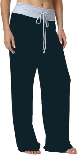 Vista 3 de X-Image - Pantalones de pijama cómodos para mujer, con estampado floral, cordón, estilo jogger, pierna ancha y deportivos