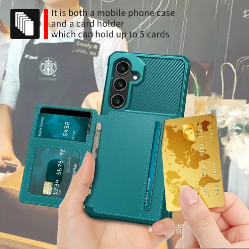 Vista 70 de Funda para Samsung Galaxy S21 Ultra con tarjetero, compatible con soporte magnético para automóvil, resistente a los golpes, resistente, suave, TPU
