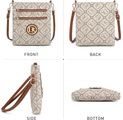 Vista 2 de Dasein Bolso cruzado pequeño para mujer, bolso de hombro ligero con múltiples bolsillos con cremallera, bolso para teléfono