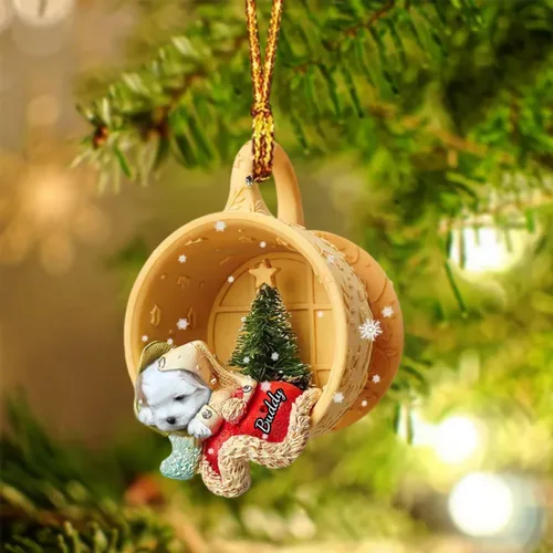 Vista 33 de Adornos de acrílico de encargo de la Navidad del nombre del perro, forma 2D personalizada para los amantes del perro Bulldog