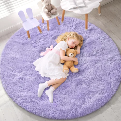 Vista 34 de EVOIONOS Alfombra Redonda Negra para Dormitorio, 4x4 Pies Alfombra de Área Circular Suave y Esponjosa para Sala de Estar, Alfombra Circular de Felpa