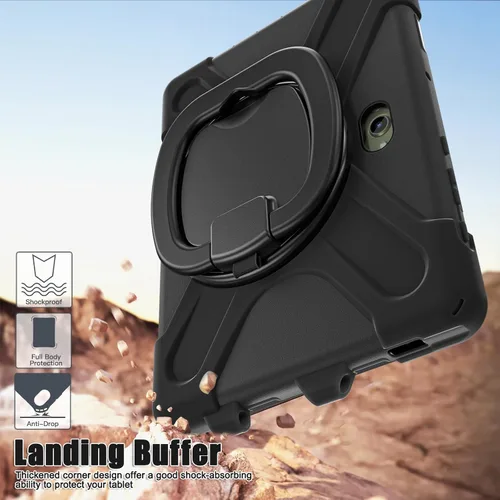 Vista 4 de 360 Rotation Case for Galaxy Tab ActivePro/Tab Active4 Pro/Active 5 Pro 10.1" Sturdy Cover Rotate Ring Stand Shoulder Carrying Strap Hand Strap