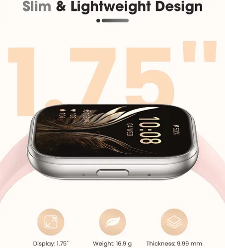 Vista 2 de Reloj inteligente para mujer (respuesta de llamada/marcación), reloj inteligente con pantalla táctil de 1.75 pulgadas para Android iPhone, Plateado02