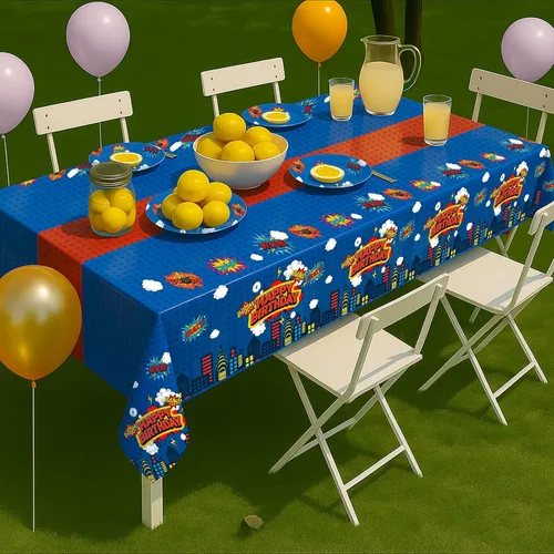 Vista 8 de Mantel rectangular de 3 piezas para decoración de fiestas de cumpleaños, mantel de plástico de 108 x 54 pulgadas, desechable, suministros