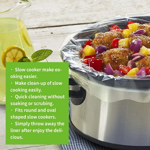 Vista 6 de ECOOPTS Bolsas de cocina desechables para olla de cocción lenta, forros para ollas de gran tamaño para ollas de 4 a 8.5 cuartos de galón, adecuadas