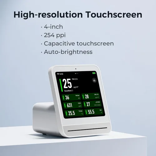 Vista 5 de Qingping Monitor de calidad del aire Gen 2, monitor de calidad del aire para interiores detecta PM2.5, CO2, PM10, ruido, temperatura y humedad