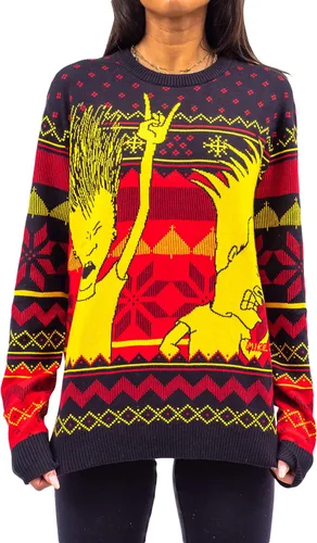 Vista 4 de Beavis and Butthead Rock and Roll - Suéter feo de Navidad de tres