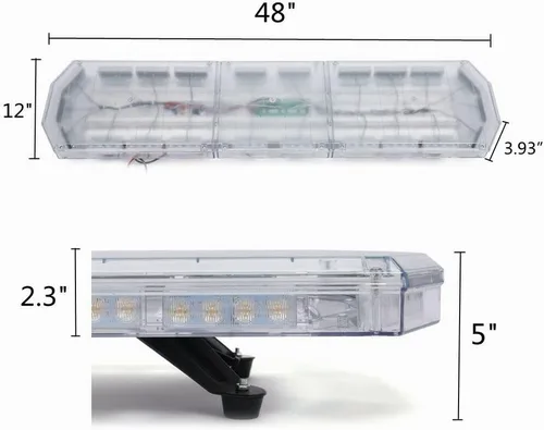 Vista 4 de Luces estroboscópicas de emergencia de 48 pulgadas, 88 LED, barra de luz de advertencia direccional ámbar con 16 modos intermitentes de advertencia