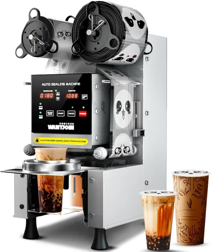 Vista 9 de WantJoin Máquina de sellado de tazas 2 rollos de película de sellado de tazas para cafetería, tienda de té con leche, bar, transparente