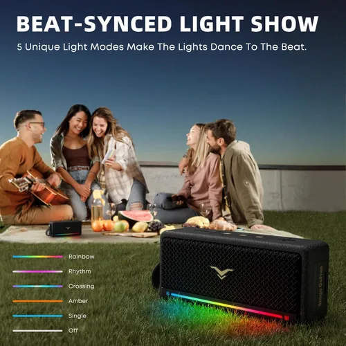 Vista 12 de Altavoces Bluetooth portátiles de 40 W, IP67 impermeable inalámbrico resistente con graves adicionales activos, entrada AUX/USB, Bluetooth 5.3