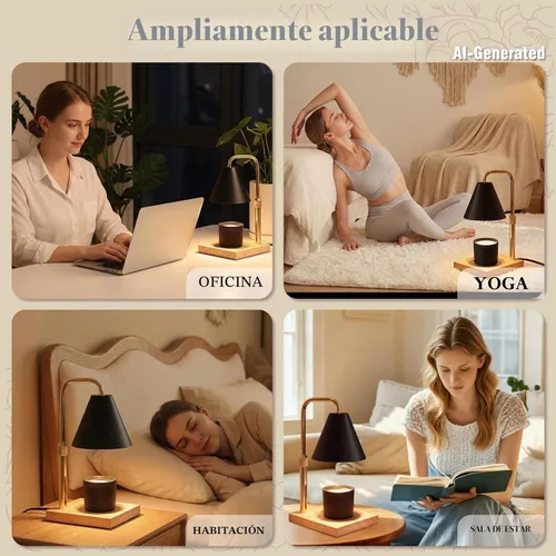 Vista 7 de Lámpara calentadora de velas con temporizador, regalos de cumpleaños B.negro