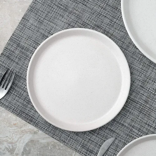 Vista 7 de Stone Lain - Juego de platos de cerámica, 4 platos de cena, Albie - Blanco salpicado