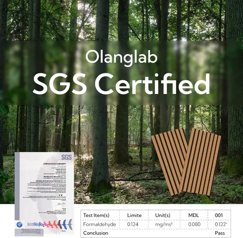 Vista 5 de Olanglab Paquete de 4 paneles de pared con listones de madera, paneles de pared acústicos de madera, 94.5 x 12.6 pulgadas cada uno, paneles de pared