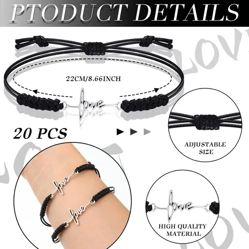 Vista 4 de Rtteri 20 pulseras de cruz de fe inspiradoras, regalos de joyería de cumpleaños a granel de acero inoxidable con dije de esperanza ajustable