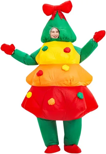Vista 2 de KOOY Disfraz inflable, disfraces de Navidad para adultos, disfraz inflable de Navidad para mujereshombresadultos, traje de personaje de Navidad