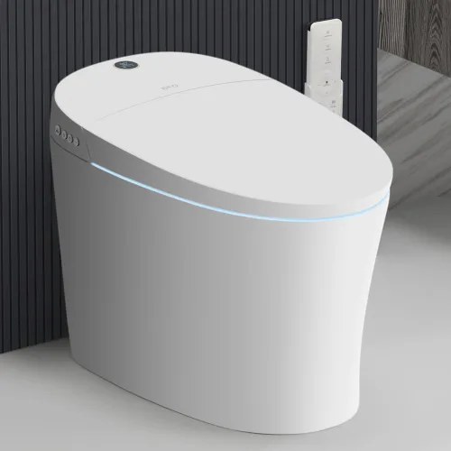 Vista 10 de EPLO Inodoro inteligente, bidé de una pieza para baños, inodoro moderno alargado con agua caliente, doble descarga automática, operación con sensor