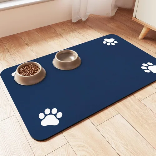 Vista 10 de Alfombrilla de alimentación para mascotas, mantel individual absorbente para tazón de comida y agua, con base de goma impermeable, de secado rápido