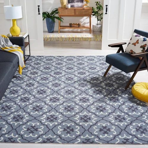 Vista 16 de SAFAVIEH Four Seasons Collection FRS234A - Alfombra de pasillo floral con gancho a mano, 2 pies 3 pulgadas x 8 pies, color azul/marfil