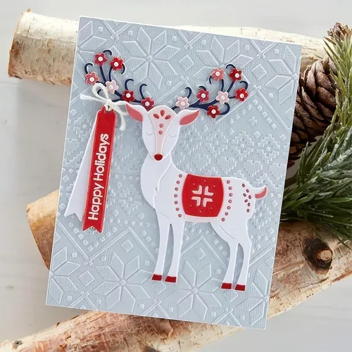 Vista 4 de Troqueles de metal de ciervo de Navidad para hacer tarjetas, plantillas cortadas para álbumes de recortes, álbum de fotos, papel decorativo