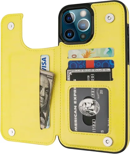 Vista 8 de ONETOP Compatible con iPhone 13 Pro Max Funda Tipo Cartera con Tarjetero, Cuero PU con Soporte Ranuras para Tarjetas, Doble Cierre Magnético y Negro