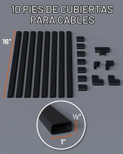 Vista 6 de ECHOGEAR Kit de canaleta de cubierta de cable, canal para despegar y pegar con 10 pies de ocultadores de cables, incluye paquete de conectores