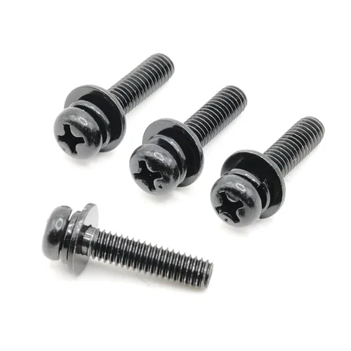 Vista 2 de ReplacementScrews Tornillos de soporte compatibles con Insignia NS-50D510NA19 (NS50D510NA19), Complete Feet / Legs Screw Set, Black Plated, Metric