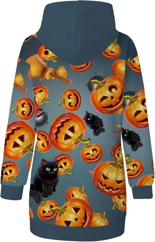 Vista 4 de Vestido de Halloween para mujer 2022 con capucha para otoño e invierno