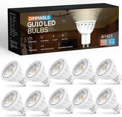 Vista 10 de Torkase - Bombilla LED GU10, atenuable MR16 2700K blanco cálido, 120V 500LM luz en riel 5W (equivalente a 50W), ahorro de energía del 90%, ángulo