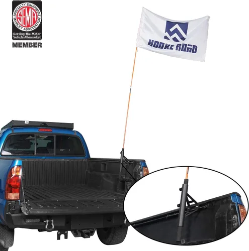 Vista 8 de Hooke Road Sistema de montaje de soporte de montaje en poste de bandera de riel de cama para camioneta Toyota Tacoma Tundra - Acero, textura negra