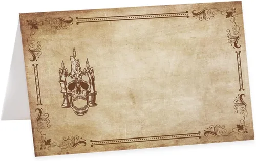Vista 19 de Andaz Press Tarjetas de lugar con nombre de Halloween para colocar la mesa, etiquetas de alimentos en blanco para tarjetas de bufé de fiesta