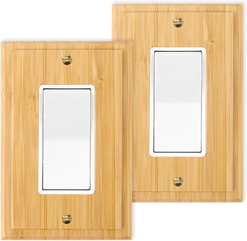 Vista 19 de Placa de interruptor de luz de palanca simple de madera maciza de 4.8 x 3.14 pulgadas, cubierta de interruptor de luz de calidad de madera cruda