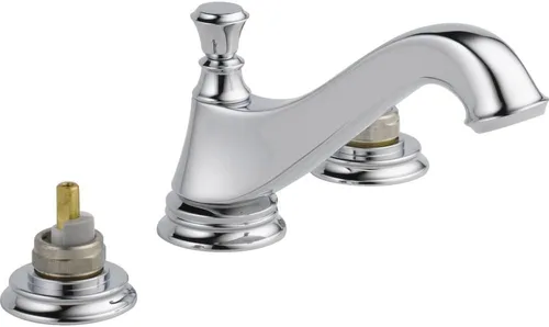 Vista 4 de Delta Faucet 3595LF-CZMPU-LHP Cassidy - Baño generalizado de dos manijas de arco bajo con drenaje desplegable de metal y sin asas, bronce champán