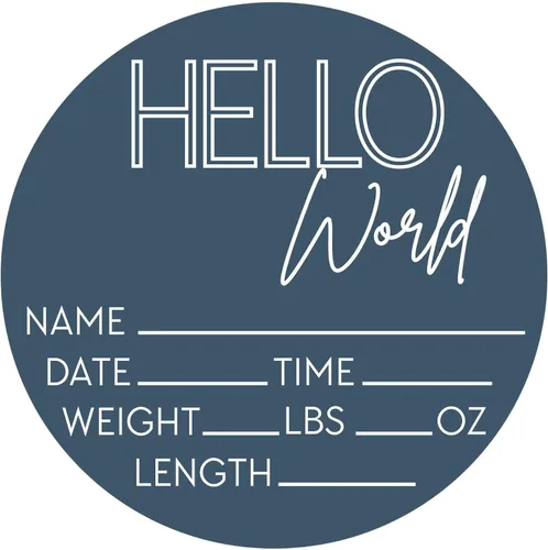 Vista 18 de Letrero de recién nacido "Hello World" - Placa de anuncio de nacimiento con nombre de bebé para hospital - Accesorio para fotos - Decoración