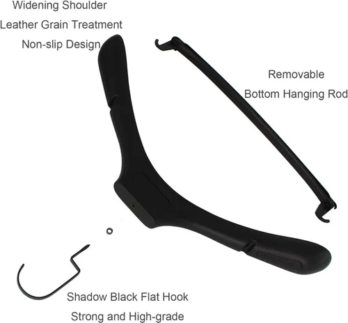 Vista 4 de DEDU Perchas de traje para hombre, paquete de 15 perchas de plástico extra anchas de 17.7 pulgadas, sin parachoques, portátiles, resistentes