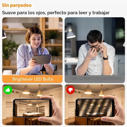Vista 6 de Brightever Bombillas LED G25 equivalentes a 60 W, bombillas LED de globo blanco cálido de 2700 K con base E26 para baño, bombilla redonda de 5 W