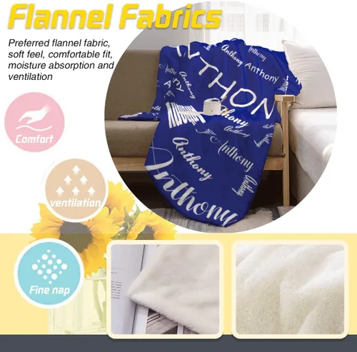 Vista 6 de Manta de bebé azul personalizada con nombre para niño, manta de bebé personalizada con nombre que recibe manta floral para bebés, recién nacidos