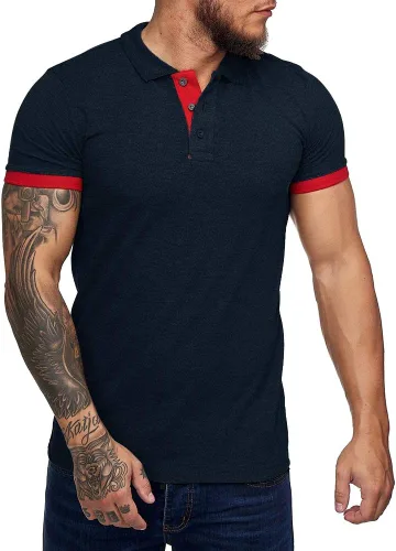 Vista 2 de Polo de manga corta para hombre, estilo casual, ajustado, diseño básico, corte clásico, camisas de algodón