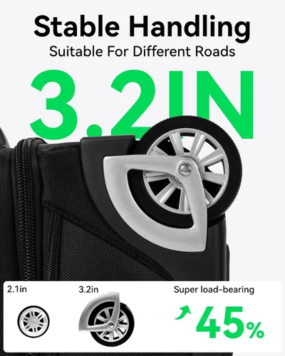 Vista 6 de LUGGEX negro (Carry On Underseat Luggage Black Bagage), Negro -, Equipaje debajo del asiento con ruedas