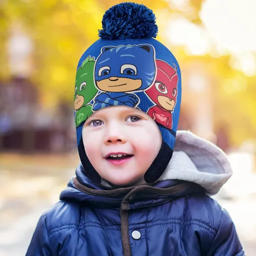 Vista 2 de PJ Masks Conjunto de gorro y mitones de invierno para niños, gorro para niños pequeños