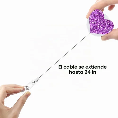 Vista 6 de Boao Carrete retráctil de corazón de 10 piezas, soporte para tarjetas de identificación con clip de cocodrilo giratorio para enfermeras