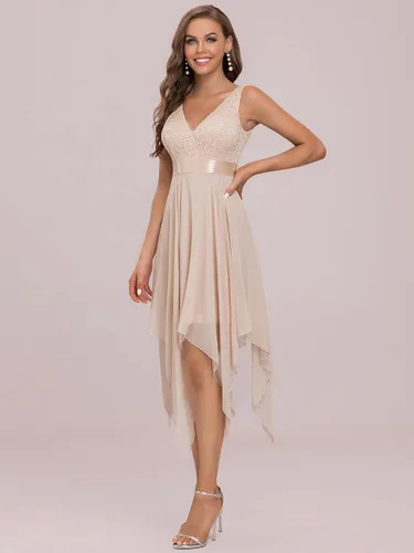 Vista 3 de Ever-Pretty Vestido de cóctel acampanado de gasa con cuello en V escotado para mujer 0207
