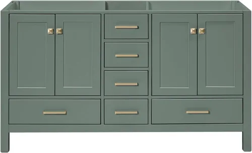 Vista 78 de ARIEL Cambridge Mueble base de tocador de baño de 36 pulgadas, madera maciza, 2 puertas de cierre suave, 5 cajones de cola de milano, roble marrón