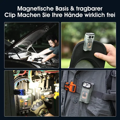 Vista 7 de WUBEN X3 Mini linterna recargable con caja de carga 180 grados EDC llavero linterna giratoria Ip65 impermeable imán linterna de bolsillo 10 modos