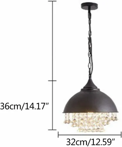 Vista 2 de Lámpara colgante de cristal industrial de hierro forjado vintage retro colgante luz rústica colgante LightMetal colgante lámpara de techo para isla