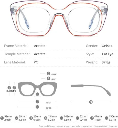 Vista 7 de HEPIDEM Marco de gafas de acetato en polvo para mujer, gafas ópticas ovaladas vintage