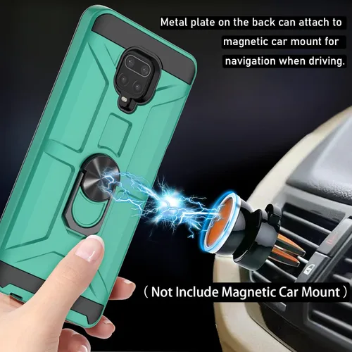 Vista 4 de Funda para Redmi Note 9 Pro, Note 9s/Note 9 Pro Max, con 3 protectores de pantalla de vidrio templado, soporte de anillo integrado y soporte