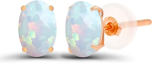 Vista 30 de Aretes ovalados de plata de ley 925 maciza chapados en oro de 0.236 x 0.157 pulgadas con piedra natal genuina para mujer Aretes de tuerca Amatista
