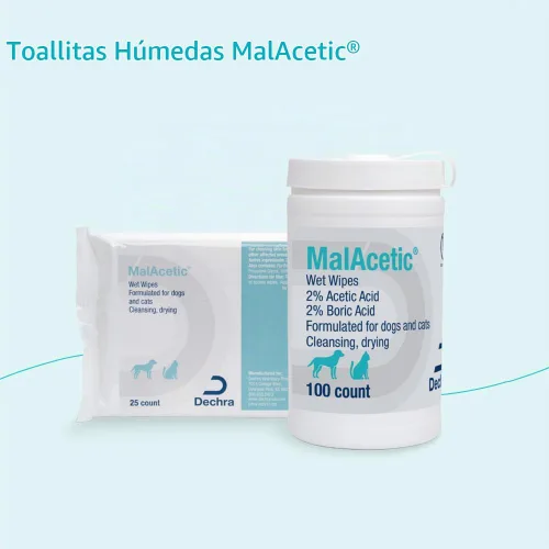 Vista 4 de MalAcetic Toallitas húmedas para perros y gatos 100 unidades Limpieza, secado; 2% ácido bórico; 2% ácido acético; el embalaje puede variar