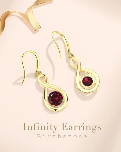 Vista 3 de FANCIME Aretes colgantes de plata de ley 925 con piedras preciosas redondas infinitas, regalos de cumpleaños para mujer