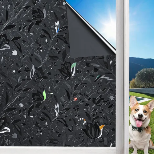 Vista 11 de Película de privacidad para ventana de vidrio manchado, adhesivos 3D de vidrio esmerilado, protección UV, bloqueo solar, adherencia estática, sin
